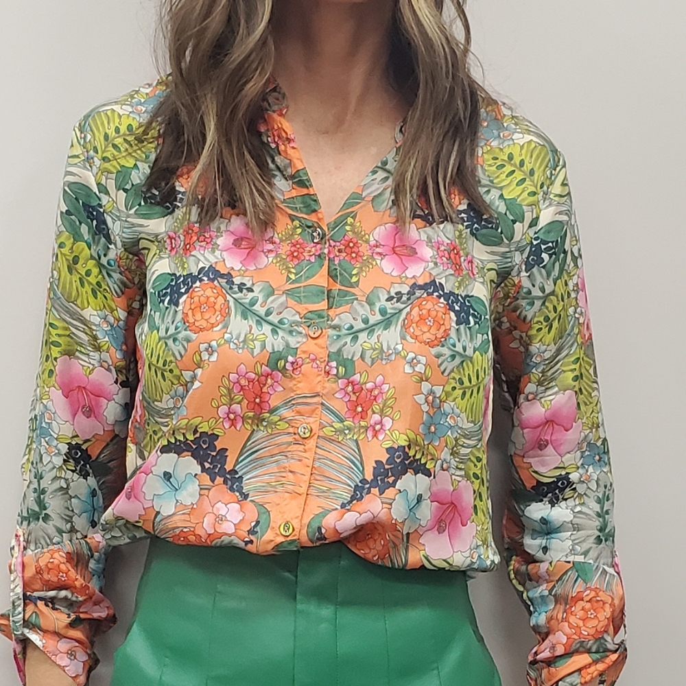 Johnny was silk blouse sz xs